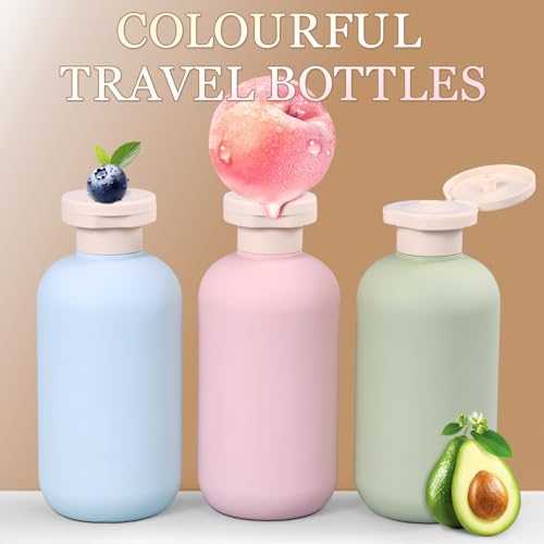 ASEVAT Leak Proof Travel Bottle with Flip Cap, Shampoo and Conditioner Bottle Set, Refillable Containers for Lotion, Cream Shampoo (Green+Blue+Pink, 3.4 Ounces) - color: Green+Blue+Pink, size: 3.4 Ounces