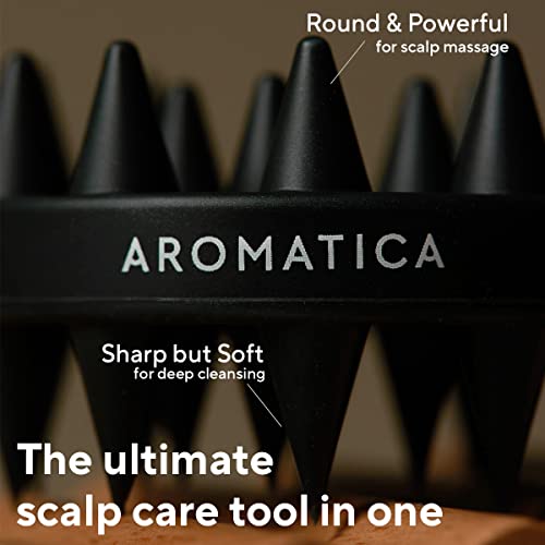AROMATICA Dual-Sided Scalp Care Shampoo Brush - Silicone Scalp Massager Hair Growth, Scalp Scrubber & Exfoliator, Shampoo Brush for Shower Hair Wash and All Hair Types, Deep Cleansing Scalp Brush
