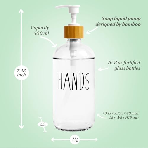LOOCHICA Clear Glass Soap Bottle - Hands Free Dispenser for Kitchen or Bathroom - color: C07-clear-hands