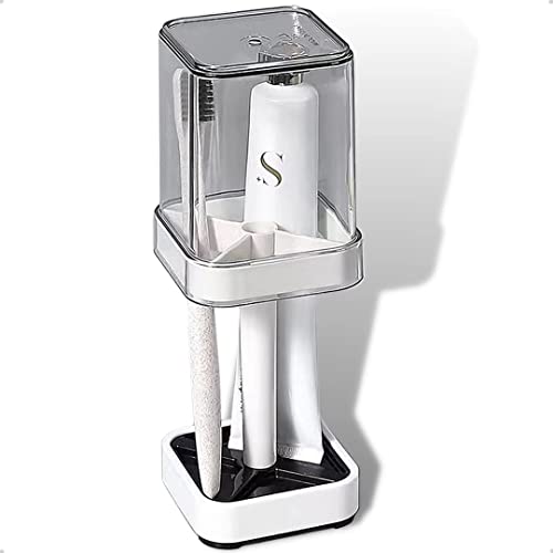 Toothbrush Holder with Cup/Cover Contains 3 Slots, Compatible with Conventional Toothbrushes, Can Store Toothpaste (Rectangle) - color: Cream Color A(vertical)