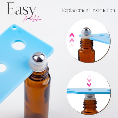 10ml Roller Bottles for Essential Oils, 4 Pack Glass Roll on Bottles, Refillable Perfume Bottle, with Stainless Steel Roller Balls, 2 Droppers, 1 Opener, Labels (Amber+Blue) - color: Blue