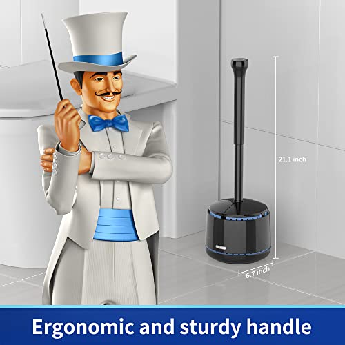 MR.SIGA Toilet Plunger with Holder, Heavy Duty Toilet Plunger and Holder Combo for Bathroom Cleaning, Black - color: Black