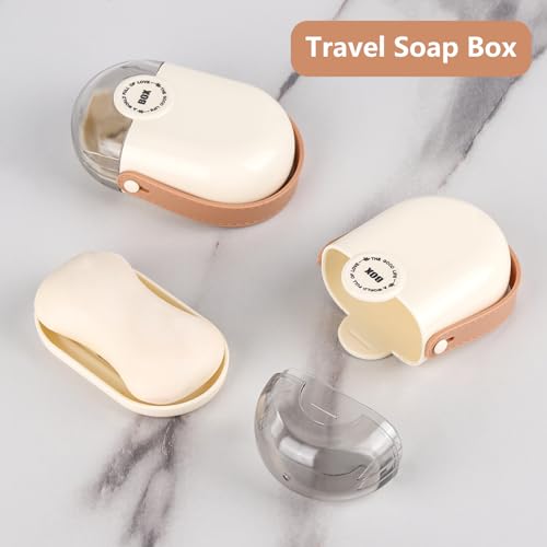 Tbestmax 2 Pack Travel Soap Case with Silicone Handle, Beige | Durable Hard PP Plastic, Leakproof Lid, Nonslip Grip, Compact , Durable, Fits Standard Bar Soap Sizes, Ideal For traveling - color: Offwhite