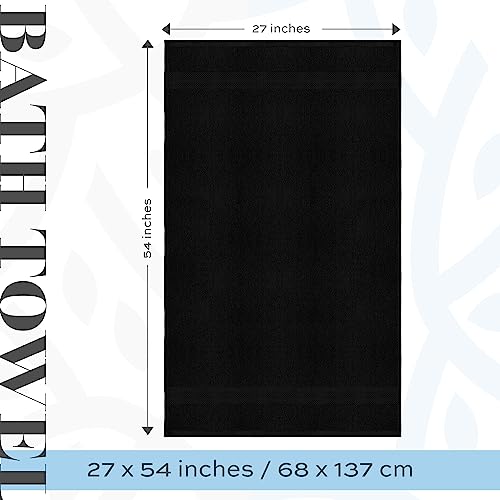 White Classic Luxury Black Bath Towels Extra Large | 100% Soft Cotton 700 GSM Thick 2Ply Absorbent Quick Dry Hotel Bathroom Towel | 27x54 Inch | Black | Set of 4 - color: 04: Black