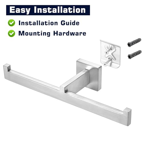 Double Toilet Paper Holder Brushed Nickel, SUS304 Stainless Steel Square Dual Rolls Tissue Holder Wall Mounted for Bathroom Holding Mega Rolls, Commercial 2 in 1 Toilet Paper Holder Load Double Rolls - color: Brushed Nickel