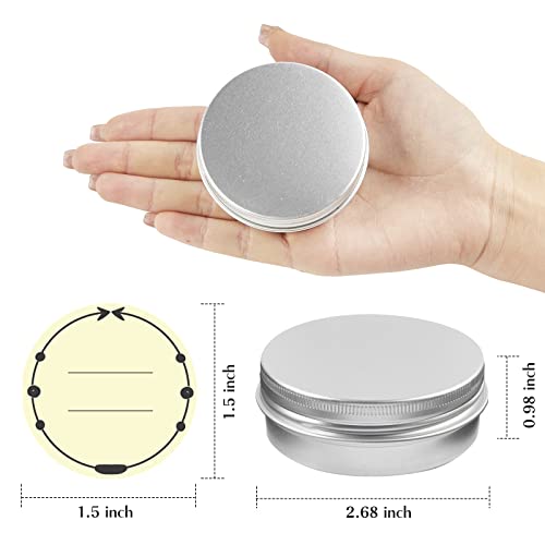 TUZAZO 24Pack 2 Oz Aluminum Tin Cans with Screw Lid and Labels, Refillable Travel Sized Cosmetic Containers Small Tins for Salves, Lotion Bars, Beard Balms, Candles - size: 2oz*24