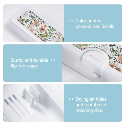 2 Pcs Toothbrush Travel Case - Colorful Pattern, Holder and Covers for Toothbrushes, Includes Tongue Scraper Case - color: 2PCS - 4, size: Small