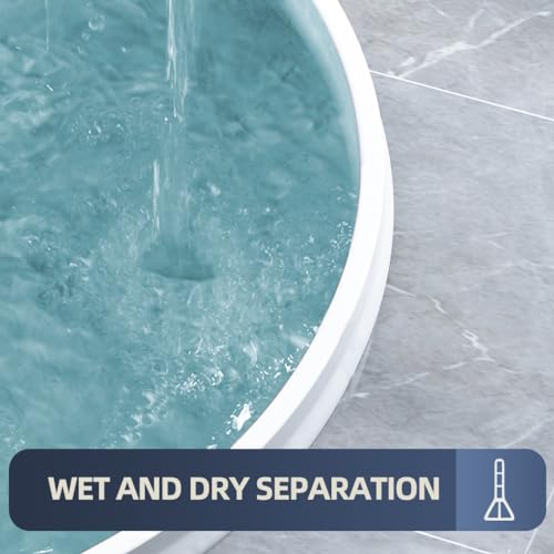 (Upgraded)3” High Shower Threshold Water Dam 122 Inch Collapsible Shower Barrier Water Stopper Shower Water Guard Dry and Wet Separation for Bathroom Kitchen and More(10ft) - color: White-3" High, style: 122 Inch