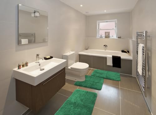 RUN HELIX Bathroom Rugs Set 3 Piece Soft Absorbent Bath Rugs, Microfiber Bath Mats Toilet Rug with Non-Slip Rubber Backing, Bath Rug Sets for Bathrooms, Deep Green - color: Light Green