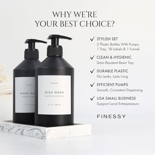 Modern Black Kitchen Soap Dispenser Set with Tray, Lotion Dishwashing Liquid Detergent Hand and Dish Soap Dispenser Set, Dual Refillable Pump Bottles for Kitchen and Bathroom Countertop Farmhouse - color: Sophisticated Black