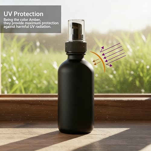 12Pack 4oz Black Glass Pump Bottle,120ml Empty Refillable Travel Small Container For Lotion Cream Essentil Oil Shampoo (4oz black) - size: 4oz black
