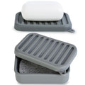 Portable Leakproof Travel Soap Case, Silicone Travel Soap Case, Compact Soap Holder with Drainage Layer, Travel Soap Holder for Camping, Gym, Outdoor (Deep-Gray) - color: Deep-gray