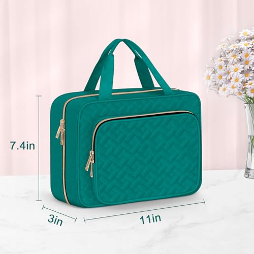 Wedama Toiletry Bag for Women, Medium Cosmetic Travel Bag, Hanging Toiletry Bag for Bathroom, Thickened PVC Waterproof Makeup Bag, Toiletries Bag for Travel Trips and Camping, Turquoise Green - color: Green, size: Medium, style: Minimalist