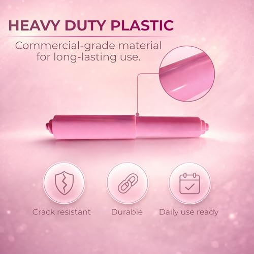 Toilet Paper Roller Holder (7 Inch) Pink - Plastic (Spring Loaded) Replacement Spindle Rod - Roll Extender fits Extra Large Bathroom Tissue Rolls - color: Pink