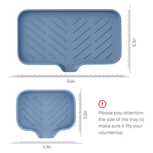 Silicone Sink Tray, Self-Draining Kitchen Soap Tray, Premium Silicone Soap Holder for Bathroom, Kitchen Counter Sink Caddy Organizer - color: Trcb
