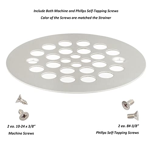 Artiwell 4-1/4“ Shower Strainer Drain Trim Set, Screw-in Shower Strainer Drain Cover, Plastic-Oddities Style Replacement Strainer Grid,Machine & Self-Tapping Screws Included (Brushed Nickel) - color: Brushed Nickel