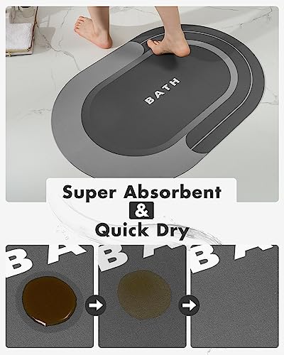 MontVoo Bath Mat - Non Slip, Quick Dry, Stain Resistant Bath Mat Rug for Bathroom Floor - Easy Care Shower Rug for Outside Bathtub - 17"x27" Darkgrey - color: Darkgrey, size: 17"x27"