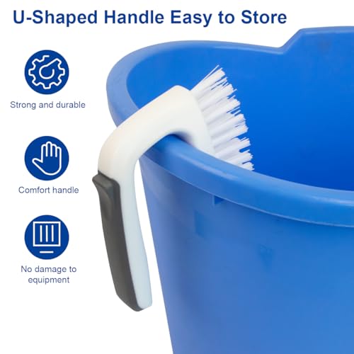 CELOX Carpet Cleaning Brush, Heavy Duty Scrub Brush with Handle, 2 Pack, White - color: White Gray