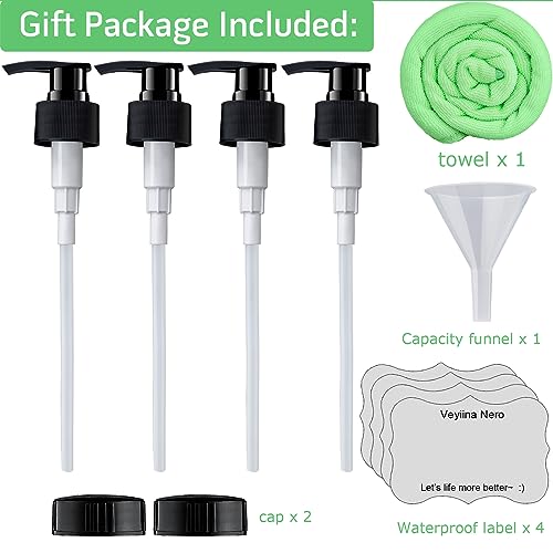 Amber Glass Soap Dispenser 16 Oz - Empty Bottles Set with Black Pumps & Lids & Lables for Refillable Shampoo Conditioner Bathroom Shower Wash Hand Body Lotion Soap Dish Kitchen Container Brown