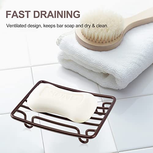 Bar Soap Dish Holder for Shower Bathroom Stainless Steel Rust Proof Self Draining, Bronze-2 Pack - color: Bronze-rectangular 2p