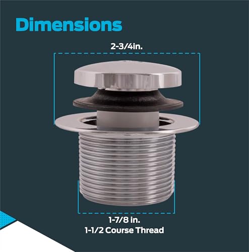 Eastman Tip-Toe Bath Drain Assembly Kit with Flange and Drain Washer, 1-1/2 Inch x 11.5 Inch Coarse Thread, Chrome Plated, 35235