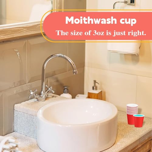 50 Pack 3 oz Paper Cups, Small Bathroom Cups Disposable Cups | Small Bathroom Cups, Mini Disposable Cup for Espresso Snack Bathroom, Party Travel Picnic BBQ - color: Red, size: 50 Count