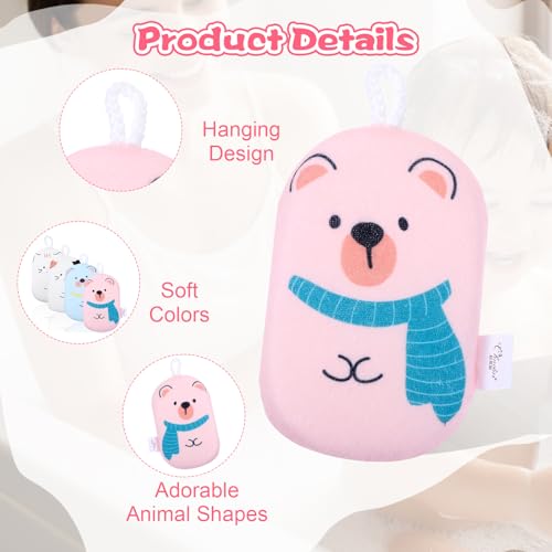 4 Pcs Bath Sponge for Bathing, Multicolored Bath Loofah Sponge, Soft Absorbent Shower Sponges - color: Light Color