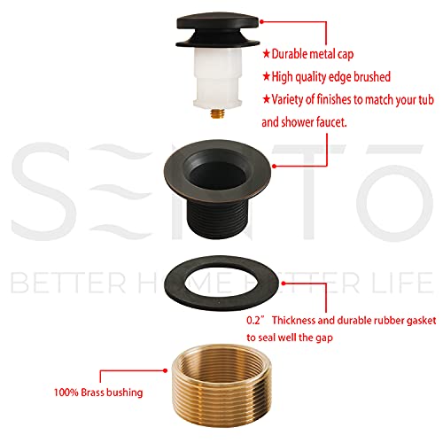SENTO Bronze Tip-Toe Bathtub Drain Trim Set Assembly Stopper Kit, Fit Both 1-1/2 Inch or 1-5/8 Inch Strainer and Stopper, Heavy Duty Metal with Matching Screws, Easy Installation, Oil-Rubbed Bronze - color: Oil-rubbed Bronze