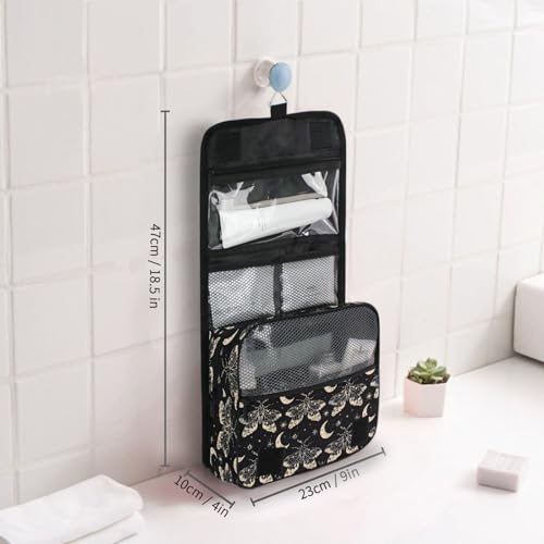 MNSRUU Hanging Toiletry Bag Butterfly and Moon Skull Travel Makeup bag for Toiletries Portable Travel Toiletry Organizer Cosmetic Bags with Hanging Hook - color: Skull A10121