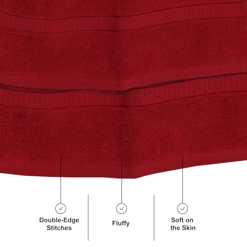 GOLD TEXTILES Premium Hand Towels for Bathroom -100% Ring Spun Cotton (Red,4 Pack, 16x30 Inches) Luxury Soft Absorbent & Quick Dry, Bathroom Hand Towel Perfect for Hotel, Salon, Gym & Spa - color: Red, size: 4 Pack 16x30