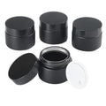 OverNews 4PCS 2oz Glass Jar Travel Size, Empty Cosmetic Lotion Container with Black Lid & Spatula, Small Mini Jar for Beauty (Black) - color: Black, size: 4