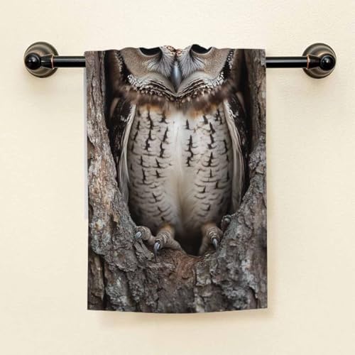 HGOD DESIGNS Owl Hand Towels Funny Cool Camo Owl Soft Hand Towel for Bathroom Kitchen Yoga Gym Decorative Towels 15"X30" - color: Towel-31