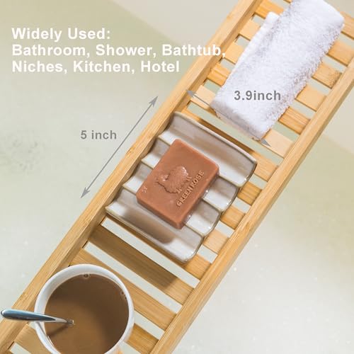 Soap Dish with Self Drain Fluted Design, Bar Soap Holder for Bathroom, Japanese Soap Tray for Shower, Bathroom and Kitchen Sink Organizer, Ceramic Soap Saver, White - color: White, size: Fluted