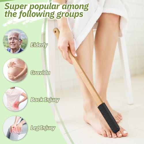 Long Handle Toe Gap Cleaning Brush+Body Shower Brush+Foot Grinder, Black | Silicone Foot Scrubber for Shower, Feet Cleaner Scrub Foot Care for Seniors,Elderly, Men and Women