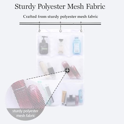 GYEUKHAM Mesh Shower Caddy Hanging Organizer with 7 Pockets and Hooks, Portable Quick Dry Bathroom Storage for College Dorm, Cruise, RV, Gym, Travel Toiletry Bag, White, 2 Pack - color: Regular-White-2 Pack