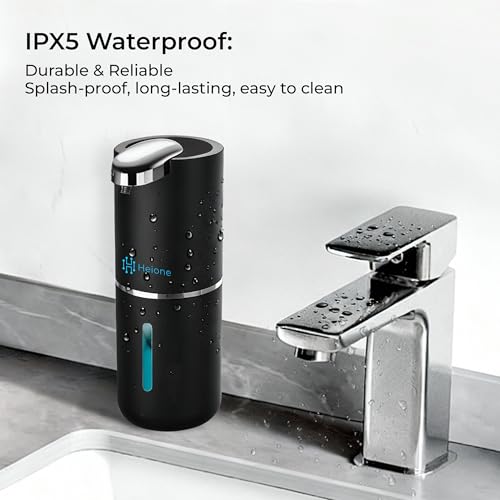 Automatic Liquid Soap Dispenser, Black | IPX5 Waterproof 12.8oz / 380mL Capacity 4 Adjustable Liquid Levels USB-C Rechargeable Long-Lasting Battery - color: Black (Liquid)