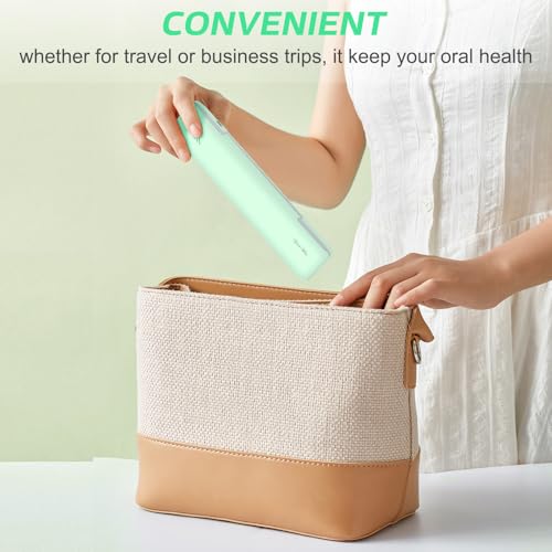 YourMate UVC Toothbrush Sanitizer Case Travel Toothbrush Covers Case for Traving or Business Trip Power by AA Battery or USB-C Cord Green - color: Green