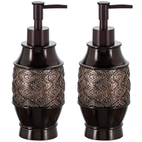 Creative Scents Dublin Brown Bathroom Soap Dispenser Set of 2 - Decorative Resin 8 Oz. Hand Soap and Lotion Dispenser Bottles with Durable Matching Pumps - Bathroom Countertop Accessories Decor - style: Soap dispenser set
