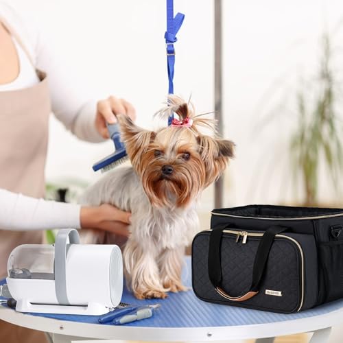Dog Grooming Vacuum Bag, Pet Grooming Kit Bag Perfect for Dog Hair Vacuum & Grooming Tool Kit Accessories- Black - color: Black