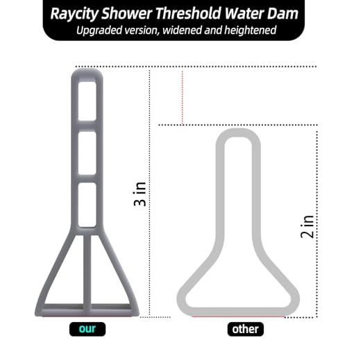 Raycity 3" High Shower Threshold Water Dam 59 IN Collapsible Shower Water Splash Guard for Curbless Shower Threshold Barrier Water Stopper for Wet and Dry Separation Bathroom and Kitchen (Grey) - color: Gray, style: 59 inch