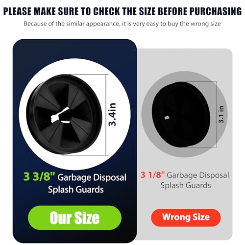 3 3/8" Garbage Disposal Splash Guard Sink Baffle QCB-AM Replacement for InSinkErator Evolution Series, Upgraded Funmit Removable Quiet Collar Drain Plugs, Garbage Disposer Accessories, Black - color: Black - 2 Pack