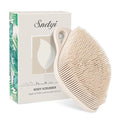 Sndyi Silicone Body Scrubber, Gentle Exfoliating Body Scrubber for Sensitive Skin, Leaf Shaped Shower Scrubber for Body with Lathering Bristles, Silicone Loofah Body Brush for Showering, Oatmeal - color: Oatmeal