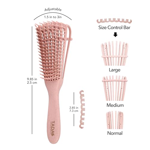 Flexible Detangling Hair Brush for Curly, Black Natural Hair, Afro Textured Size Adjustable Hairbrush (Pink) - color: Pink Flexible Brush