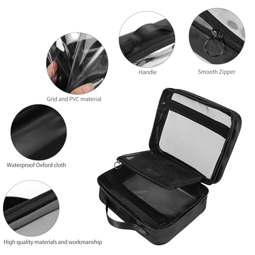 TSA Approved Toiletry Bag, Clear Makeup Bags with Multi Layer Mesh Pockets, Portable Large Capacity PVC Cosmetic Bags with Zipper for Travel Essentials - size: L+M