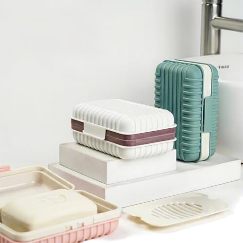 Travel Soap Box Set of 2 – Compact & Leakproof Soap Container with Drainage Tray for Shower, Gym, Camping, and Bathroom – Lightweight, Easy Clean (Blue)