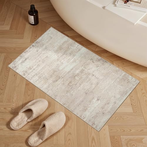 YOUFORTONG Washable Runner Rug 2x4 - Indoor Kitchen Entryway Rugs with Non Slip Backing Low Pile Carpet for Bedroom Stain Resistant Modern Abstract Home Decor Floor Mat Ideal for Pet Owners 2X4 Beige - color: Beige, size: 2' x 4' (Runner)