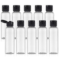 Tekson Travel Bottles Empty 2oz (10 PCS), Plastic Travel Size Cosmetic Container, TSA Amber Squeeze Bottle for Shampoo, Conditioner (Flip Cap) - color: black