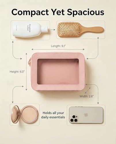 LETGO Clear Makeup Bags, TSA Approved Toiletry Bag with Zipper, Clear Makeup Organizer Fit Carry-on Travel Essentials,Clear Cosmetic Bags for Women Men (C-Pink) - color: C-Pink