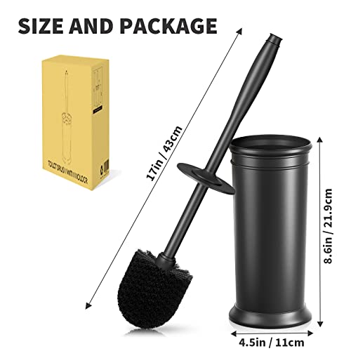 Toilet Brush, Toilet Bowl Brush with Extra Long Handle Durable Bristles Toilet Scrubber and Covered Holder for Toilet Brush Set for Bathroom Cleaning (Black, 1 Set) - color: Black