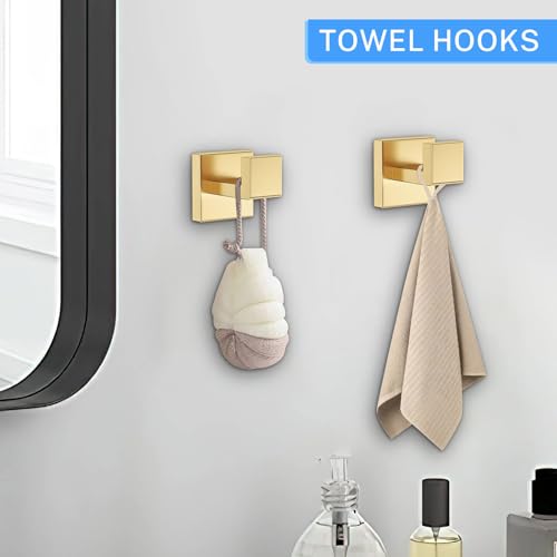 10-Piece Brushed Gold Bathroom Hardware Set Gold Towel Bar Set,Towel Holder/Rack for Bathroom,Stainless Steel Wall-Mounted 23.6 Inch Bathroom Accessories Set - color: 10 Pcs Brushed Gold